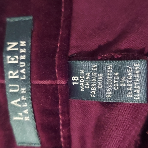 Ralph Lauren - Red velvet pants - boot cut - size 18 - Picture 6 of 6